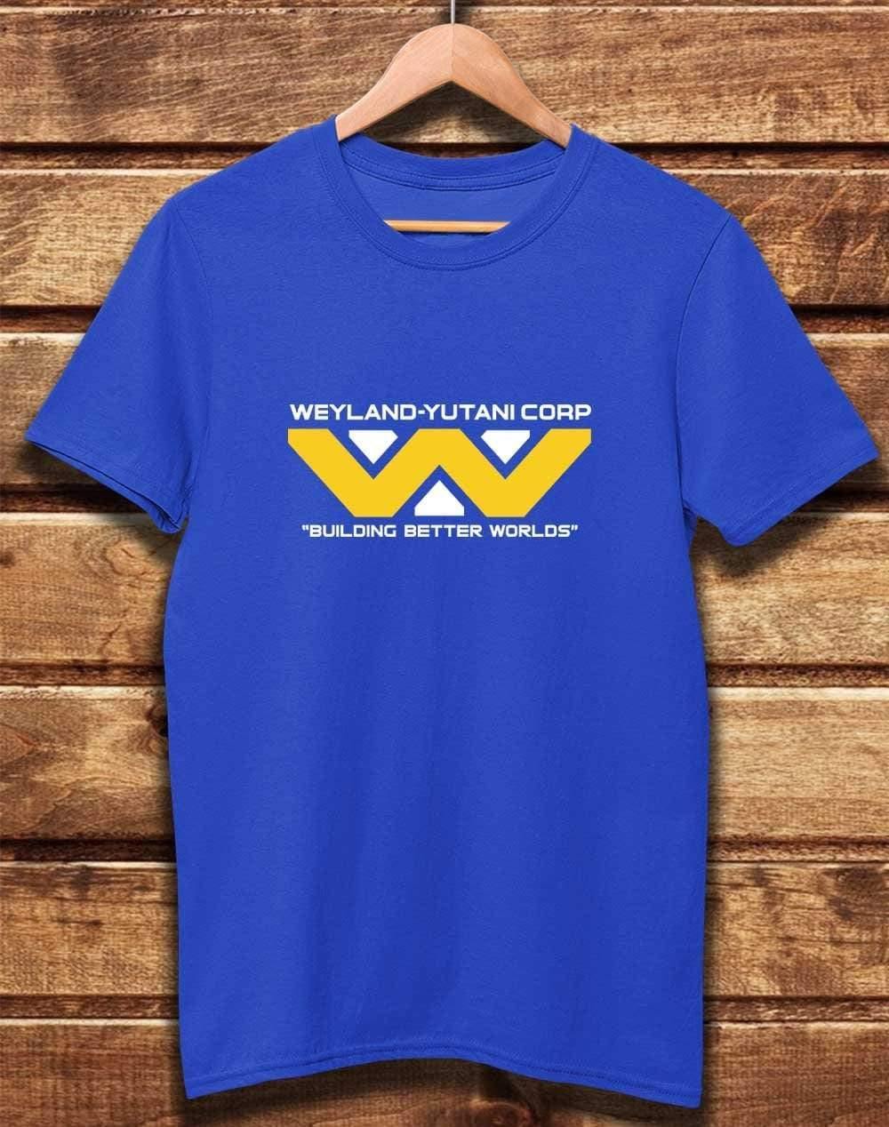 DELUXE Weyland Yutani Classic Logo Organic Cotton T-Shirt XS / Bright Blue  - Off World Tees
