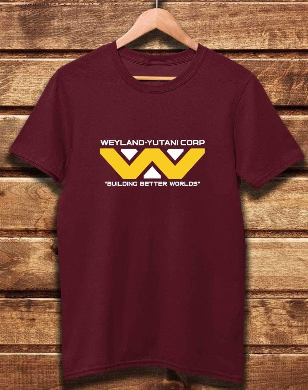 DELUXE Weyland Yutani Classic Logo Organic Cotton T-Shirt XS / Burgundy  - Off World Tees