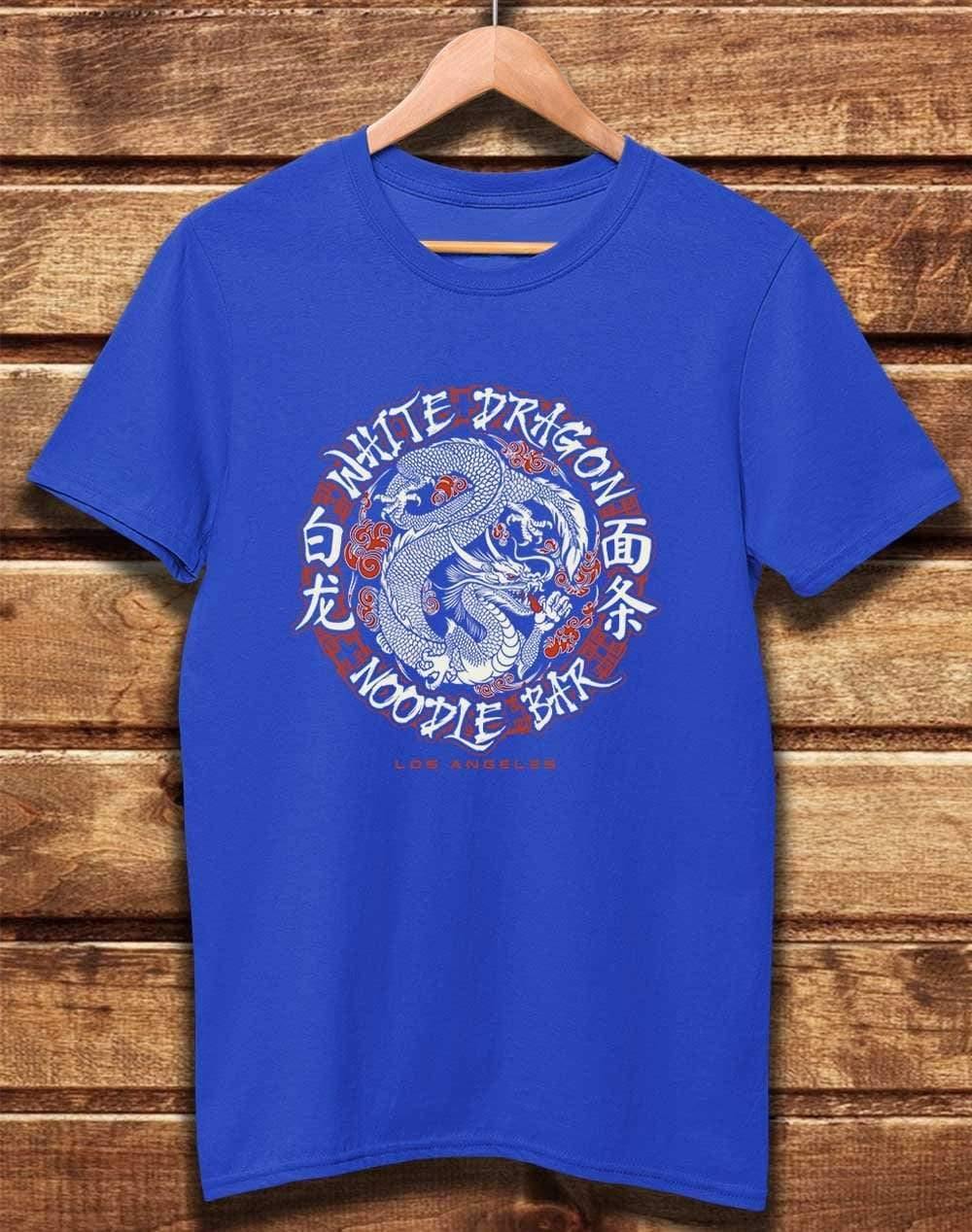 DELUXE White Dragon Noodle Bar Organic Cotton T-Shirt XS / Bright Blue  - Off World Tees