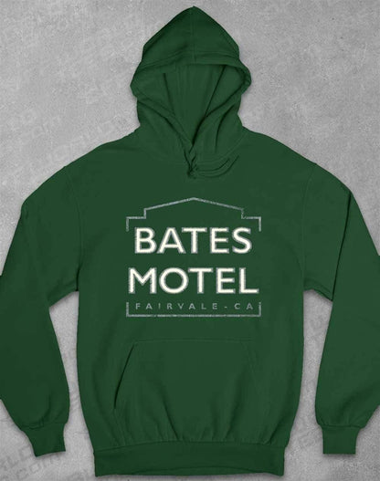 Bates Motel Sign Hoodie XS / Bottle Green  - Off World Tees