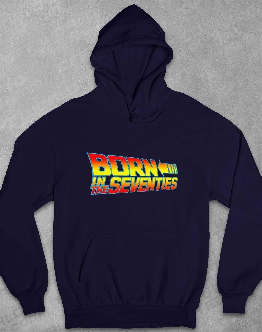 Born in the... (CHOOSE YOUR DECADE!) Hoodie 1970s - Navy / S  - Off World Tees