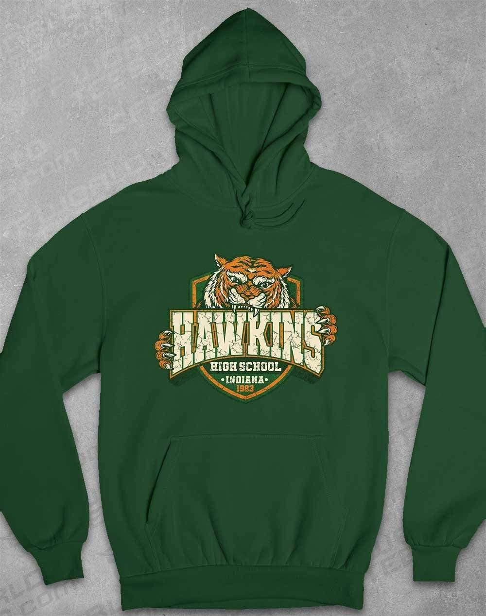 Hawkins High School Tiger Logo Hoodie XS / Bottle Green  - Off World Tees