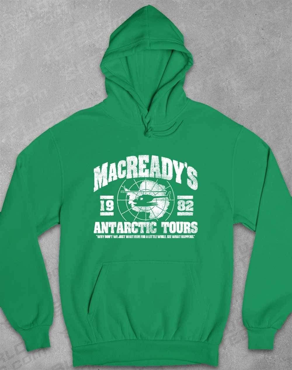 MacReady's Antarctic Tours 1982 Hoodie XS / Irish Green  - Off World Tees