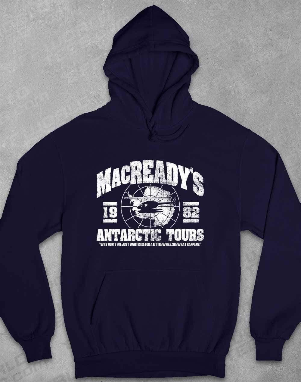 MacReady's Antarctic Tours 1982 Hoodie XS / Oxford Navy  - Off World Tees