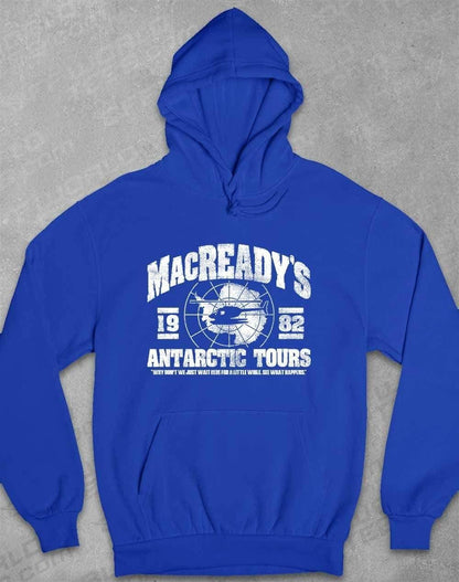 MacReady's Antarctic Tours 1982 Hoodie XS / Royal Blue  - Off World Tees