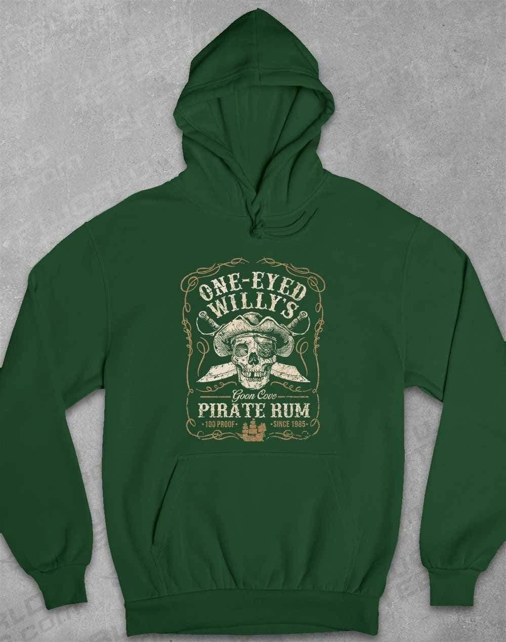 One-Eyed Willy's Goon Cove Rum Hoodie XS / Bottle Green  - Off World Tees