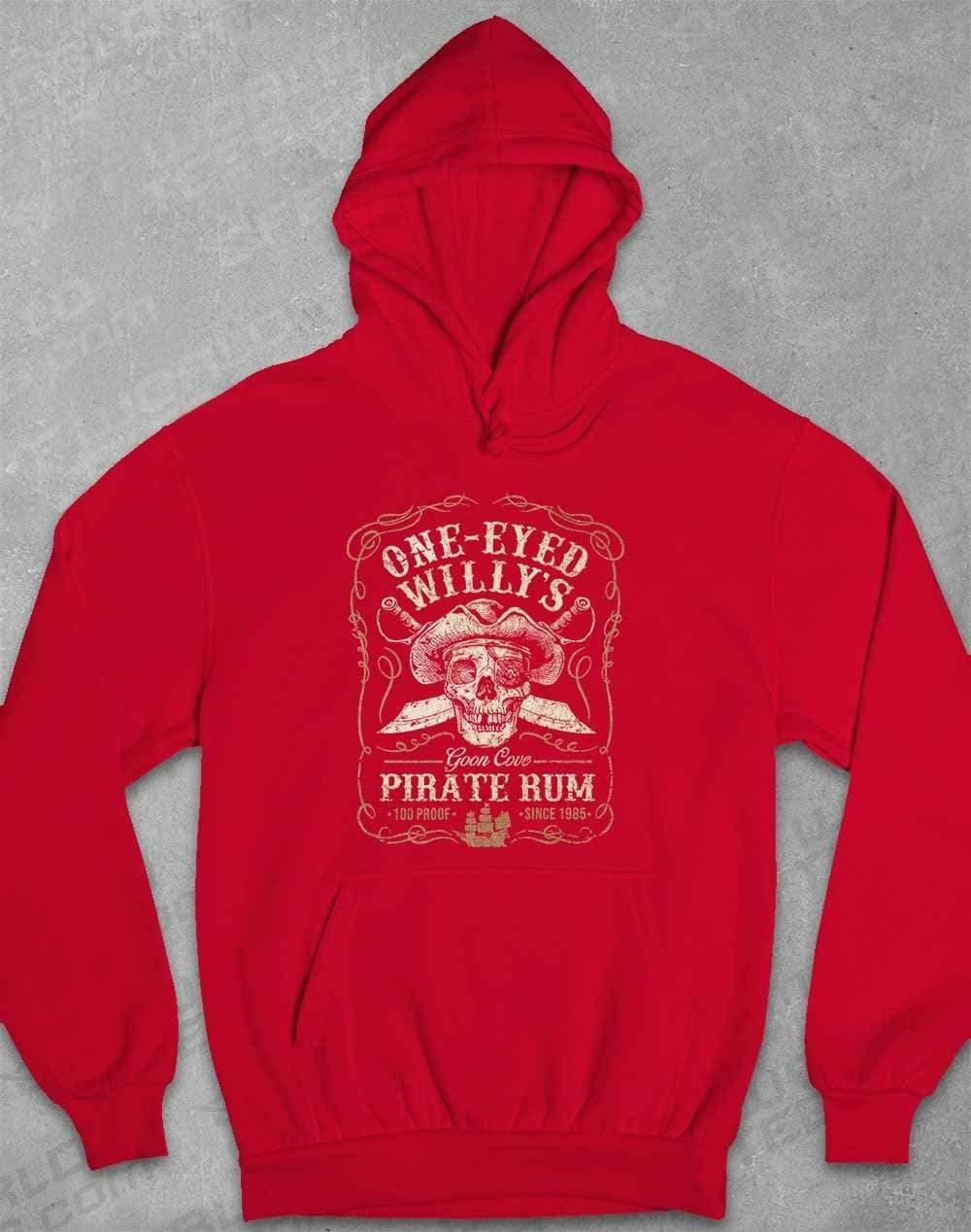 One-Eyed Willy's Goon Cove Rum Hoodie XS / Fire Red  - Off World Tees