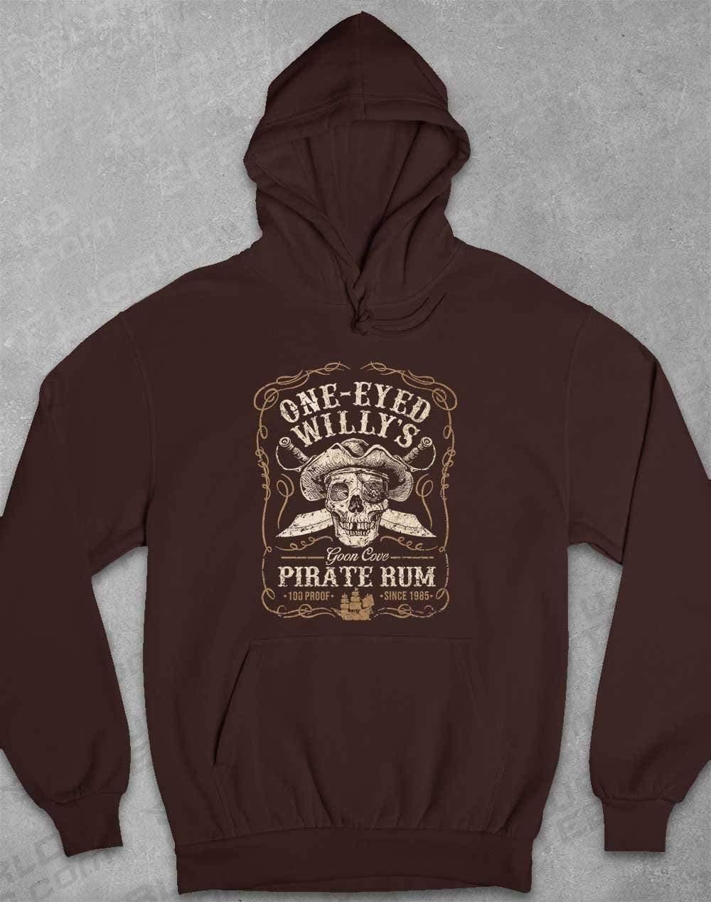 One-Eyed Willy's Goon Cove Rum Hoodie XS / Hot Chocolate  - Off World Tees