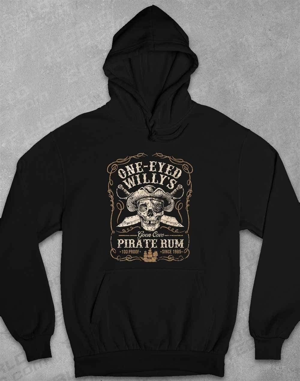 One-Eyed Willy's Goon Cove Rum Hoodie XS / Jet Black  - Off World Tees
