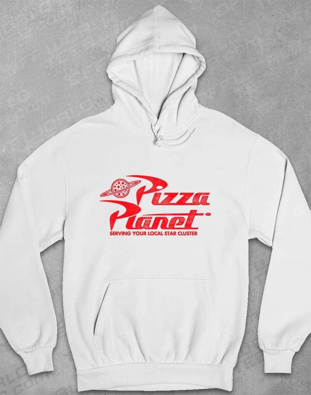 Pizza Planet Distressed Logo Hoodie XS / Arctic White  - Off World Tees