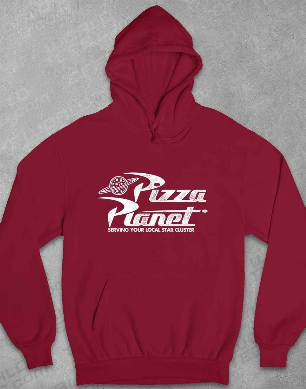 Pizza Planet Distressed Logo Hoodie XS / Burgundy  - Off World Tees