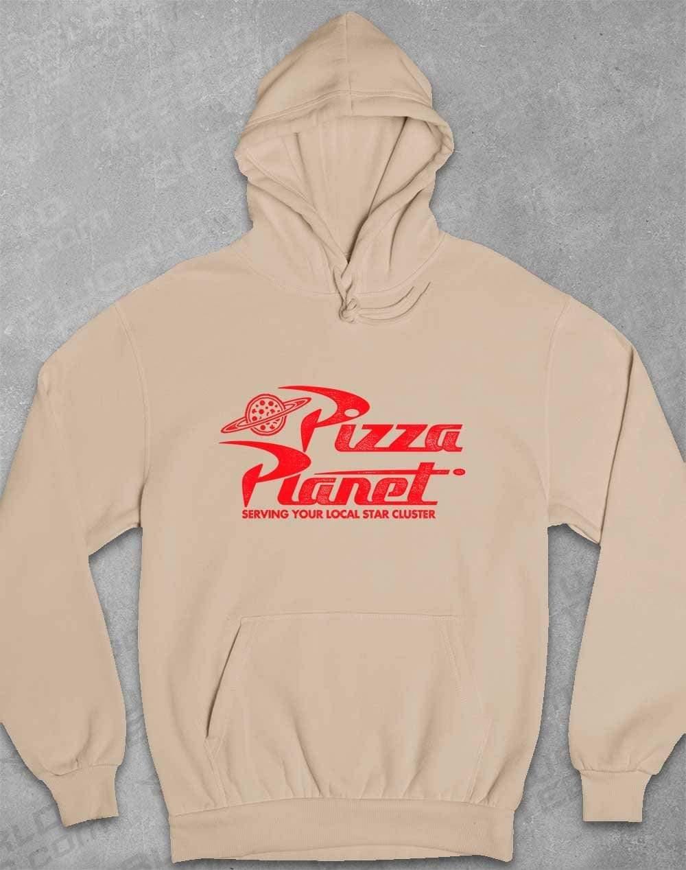 Pizza Planet Distressed Logo Hoodie XS / Desert Sand  - Off World Tees