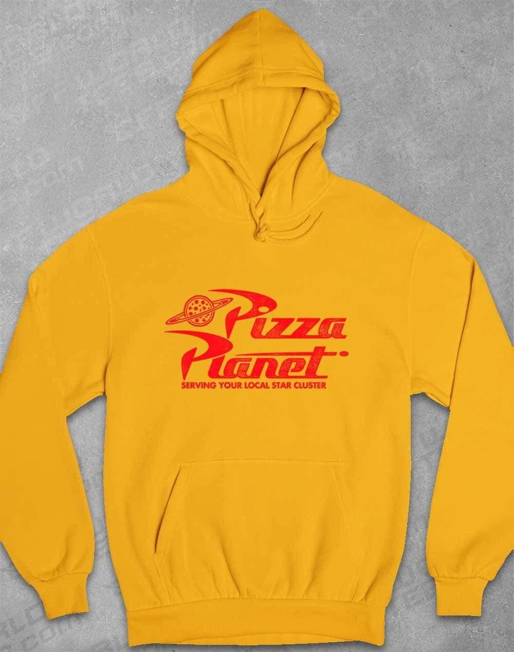 Pizza Planet Distressed Logo Hoodie XS / Gold  - Off World Tees