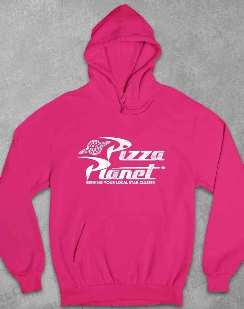Pizza Planet Distressed Logo Hoodie XS / Hot Pink  - Off World Tees