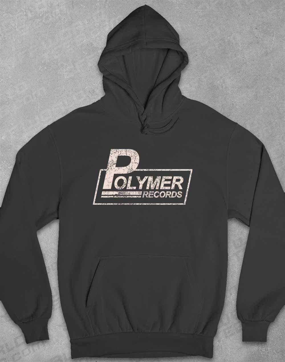 Polymer Records Distressed Logo Hoodie XS / Charcoal  - Off World Tees