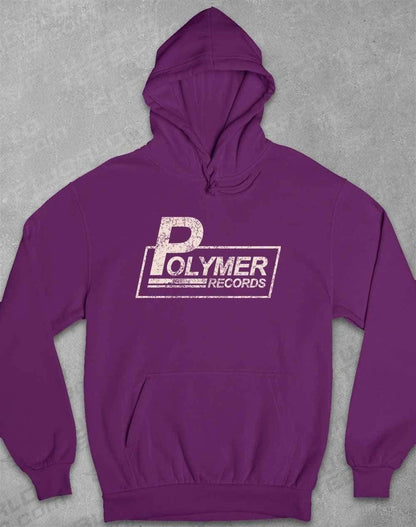 Polymer Records Distressed Logo Hoodie XS / Plum  - Off World Tees