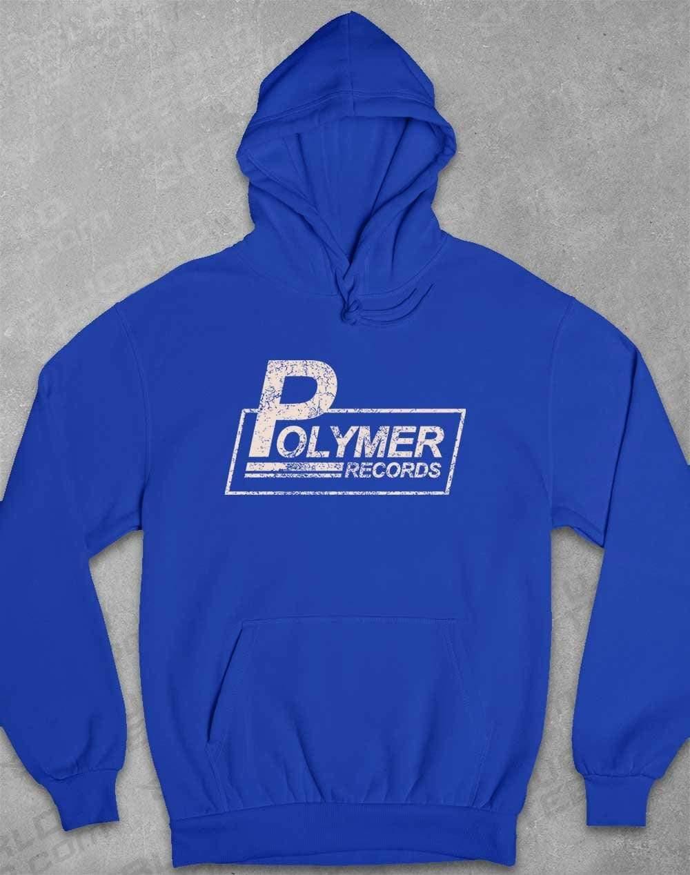 Polymer Records Distressed Logo Hoodie XS / Royal Blue  - Off World Tees