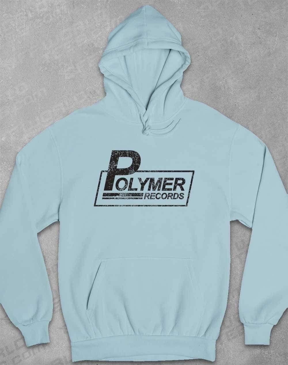 Polymer Records Distressed Logo Hoodie XS / Sky Blue  - Off World Tees