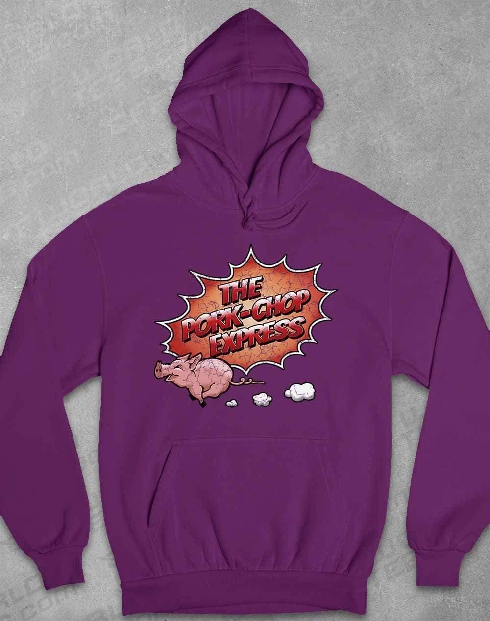 Pork Chop Express Distressed Logo Hoodie XS / Plum  - Off World Tees