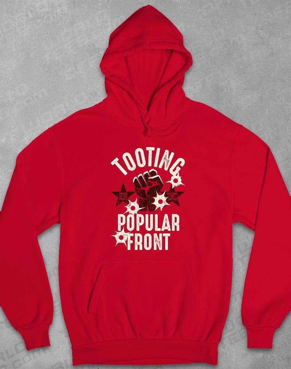 Tooting Popular Front Hoodie XS / Fire Red  - Off World Tees