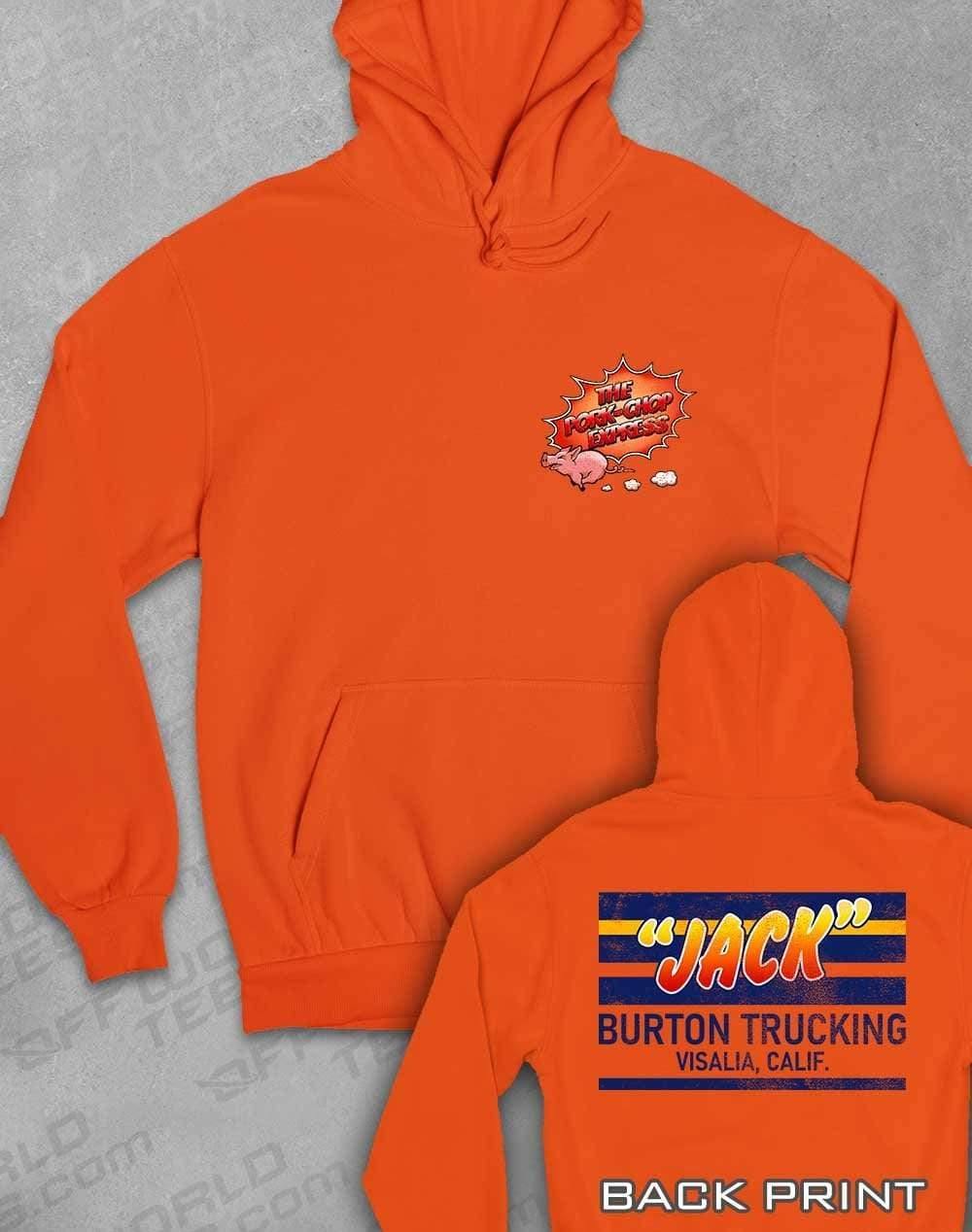 Jack Burton Trucking with Back Print Hoodie XS / Sunset Orange  - Off World Tees