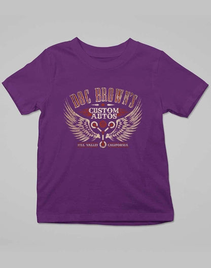 Doc Brown's Custom Autos Kids T-Shirt 3-4 years / Dark Purple  - Off World Tees