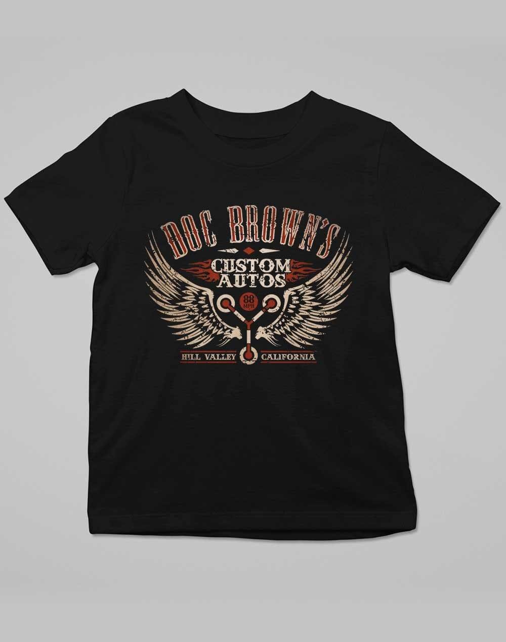 Doc Brown's Custom Autos Kids T-Shirt 3-4 years / Deep Black  - Off World Tees