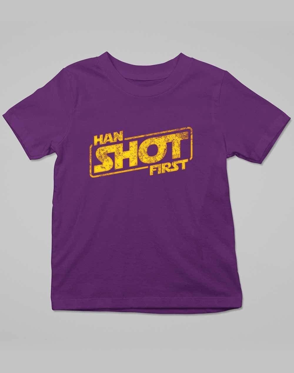 Han Shot First - Kids T-Shirt 3-4 years / Dark Purple  - Off World Tees