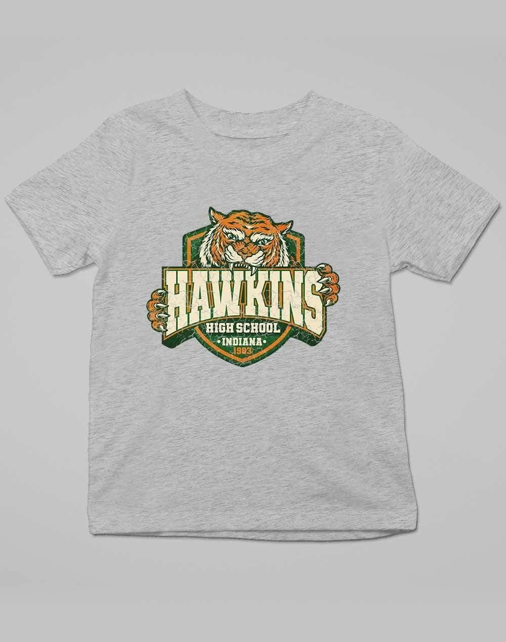 Hawkins High School Tiger Logo Kids T-Shirt 3-4 years / Grey Marl  - Off World Tees
