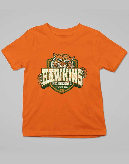 Hawkins High School Tiger Logo Kids T-Shirt 3-4 years / Orange  - Off World Tees