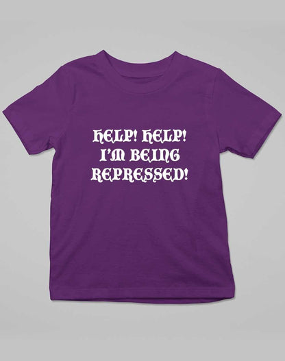Help I'm Being Repressed Kids T-Shirt 3-4 years / Dark Purple  - Off World Tees