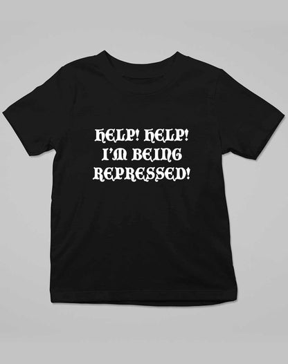 Help I'm Being Repressed Kids T-Shirt 3-4 years / Deep Black  - Off World Tees