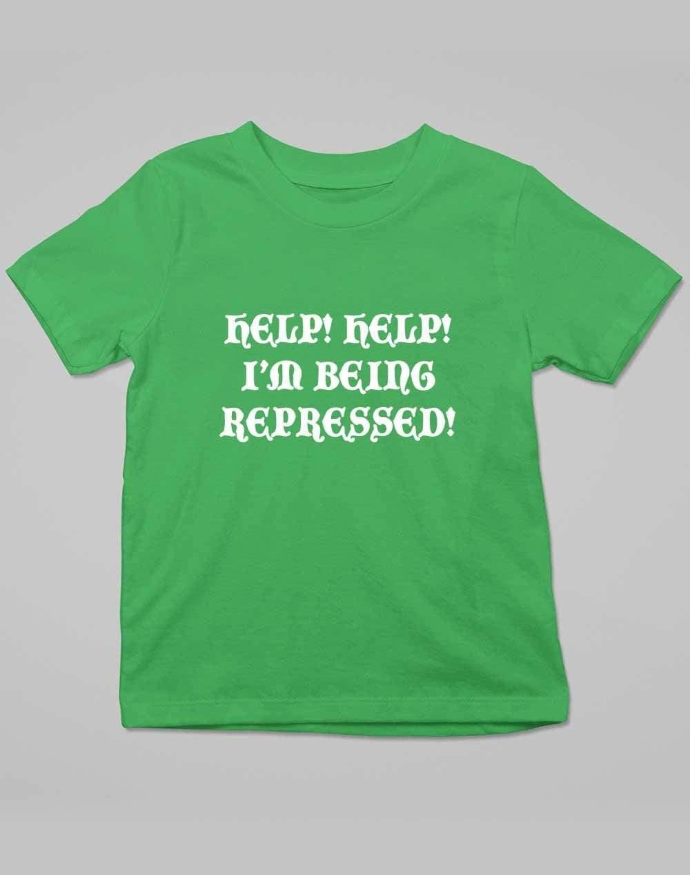 Help I'm Being Repressed Kids T-Shirt 3-4 years / Kelly Green  - Off World Tees