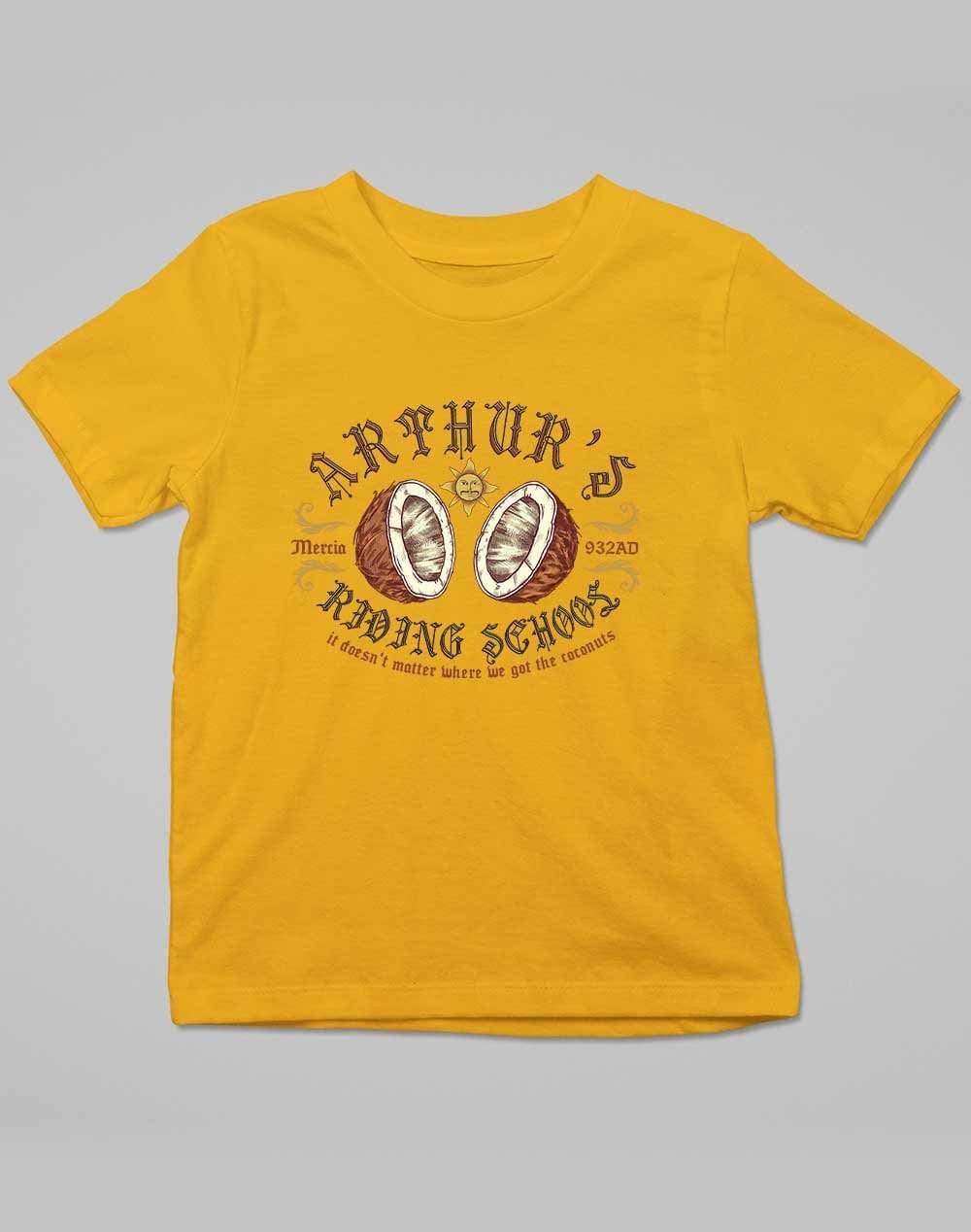 King Arthur's Riding School Kids T-Shirt 3-4 years / Gold  - Off World Tees