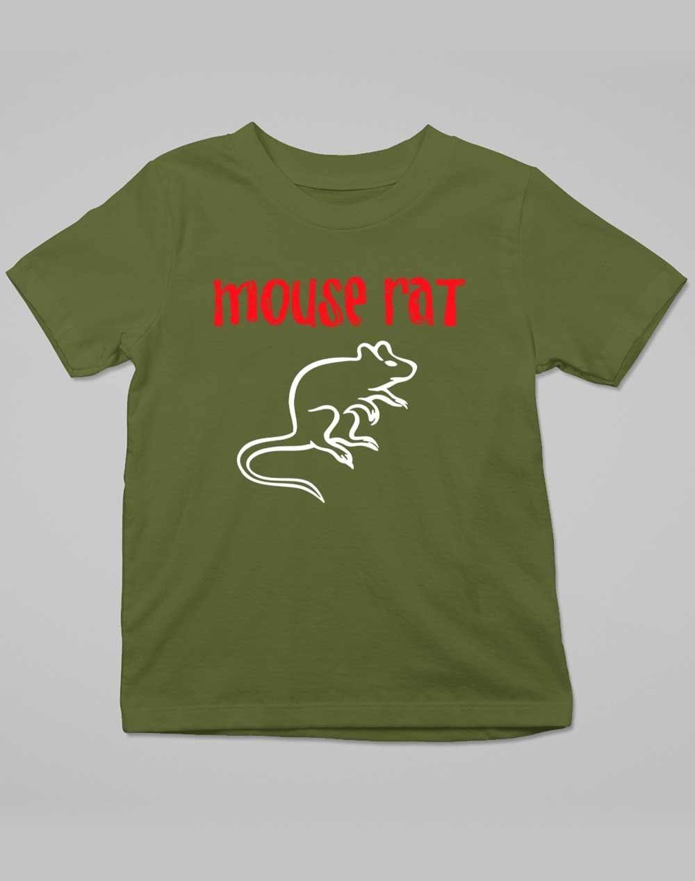 Mouse Rat Text Logo Kids T-Shirt 3-4 years / Army  - Off World Tees