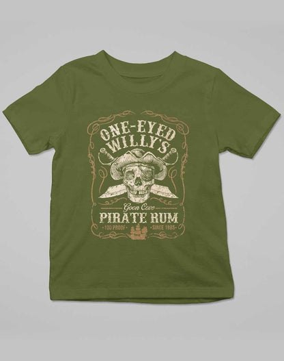 One-Eyed Willy's Goon Cove Rum Kids T-Shirt 3-4 years / Army  - Off World Tees
