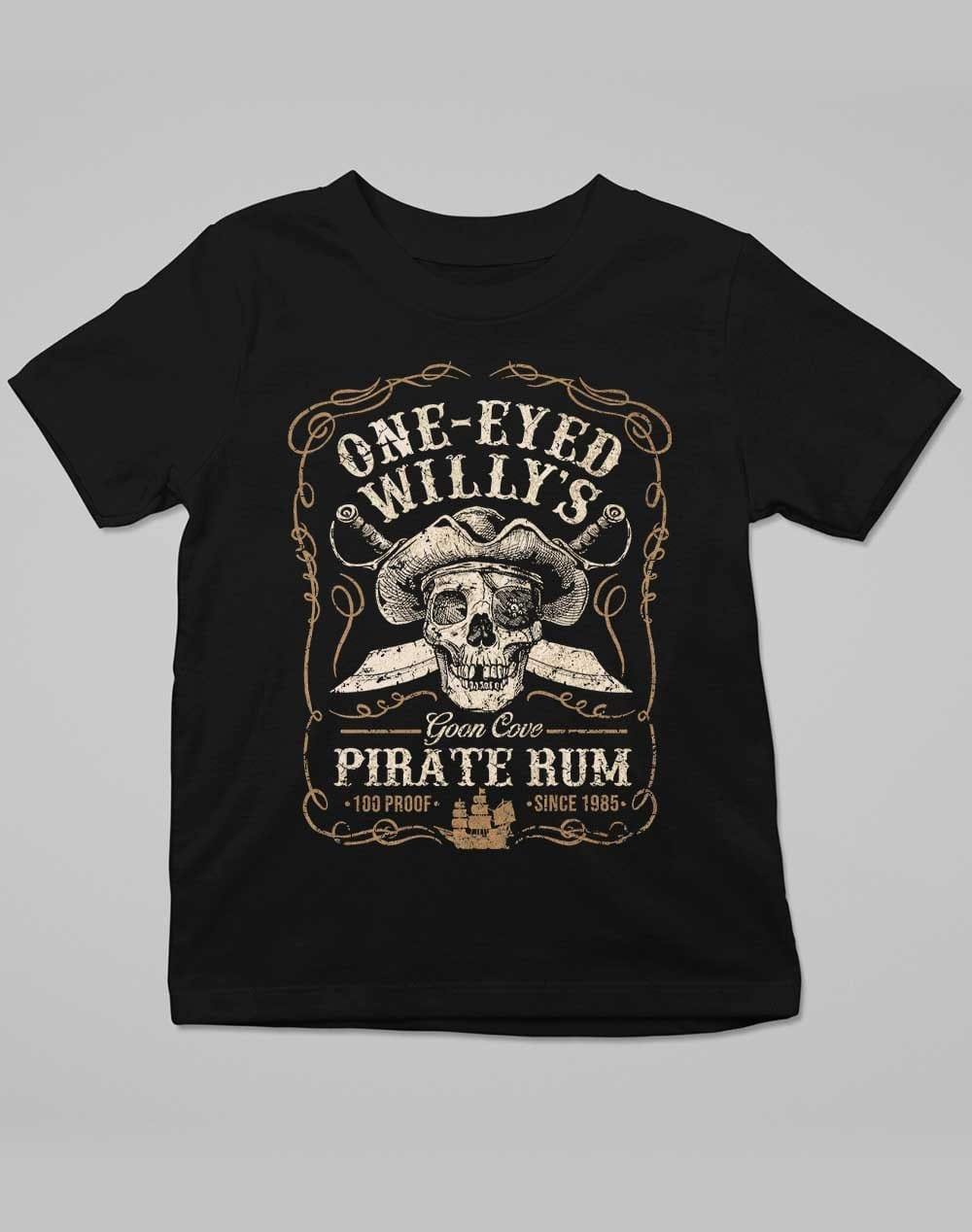 One-Eyed Willy's Goon Cove Rum Kids T-Shirt 3-4 years / Deep Black  - Off World Tees