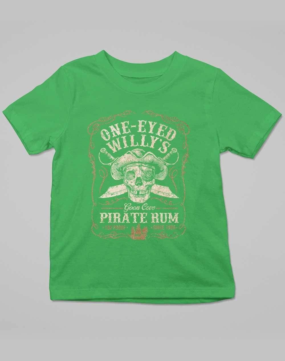 One-Eyed Willy's Goon Cove Rum Kids T-Shirt 3-4 years / Kelly Green  - Off World Tees