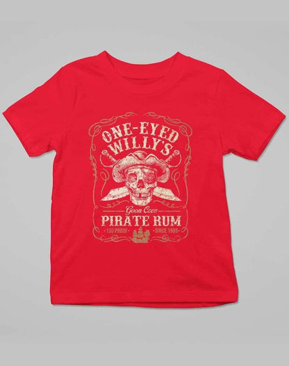 One-Eyed Willy's Goon Cove Rum Kids T-Shirt 3-4 years / Red  - Off World Tees