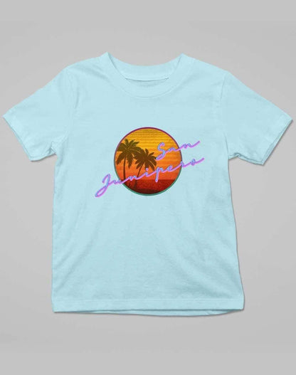 San Junipero 80s Neon Kids T-Shirt 3-4 years / Sky Blue  - Off World Tees