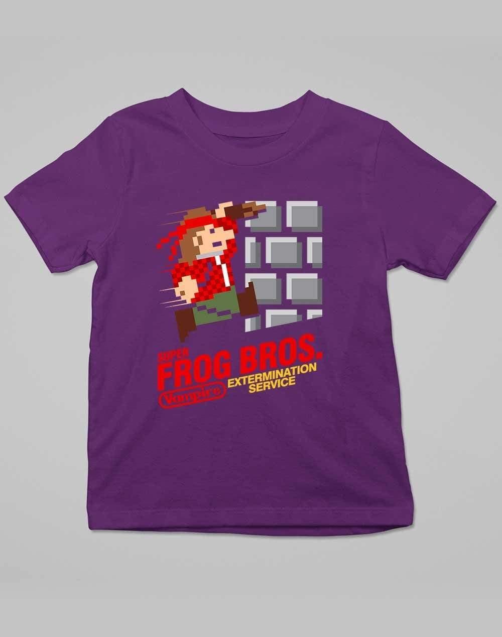 Super Frog Bros Kids T-Shirt 3-4 years / Dark Purple  - Off World Tees