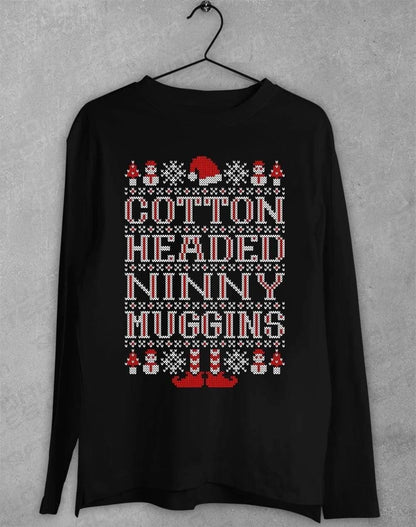 Cotton Headed Ninny Muggins Festive Knitted-Look Long Sleeve T-Shirt S / Black  - Off World Tees