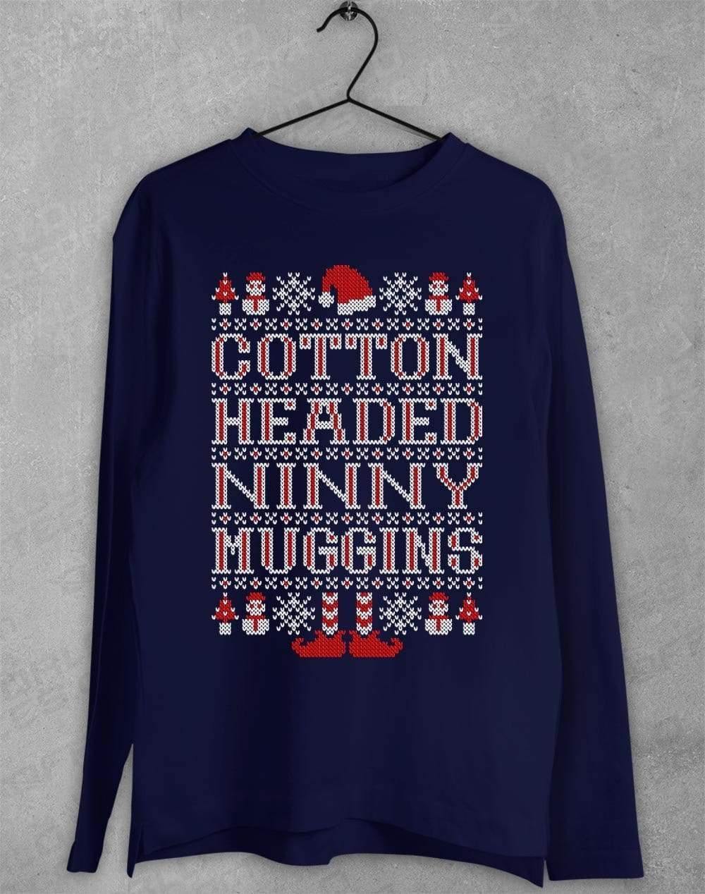 Cotton Headed Ninny Muggins Festive Knitted-Look Long Sleeve T-Shirt S / Navy  - Off World Tees