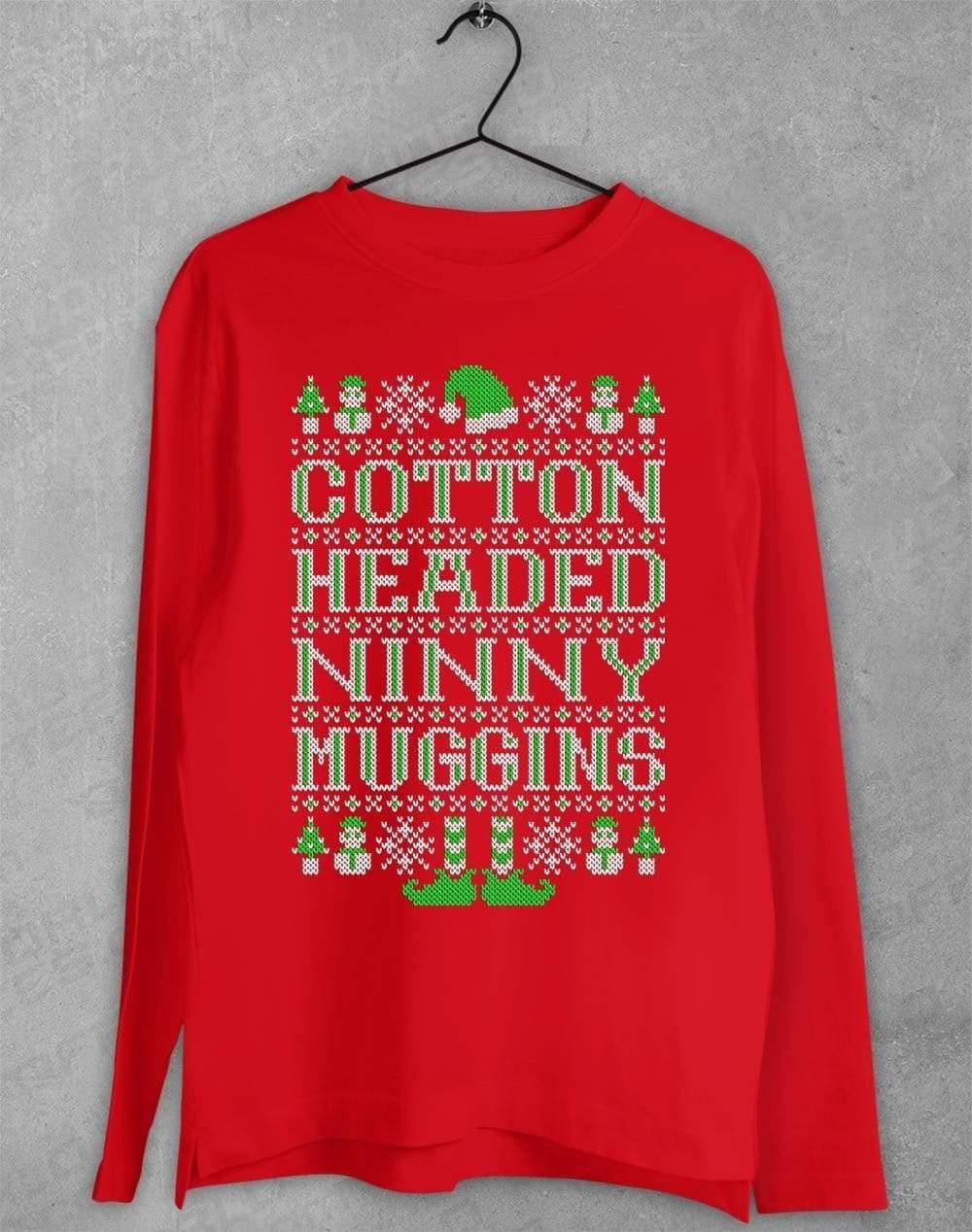 Cotton Headed Ninny Muggins Festive Knitted-Look Long Sleeve T-Shirt S / Red  - Off World Tees