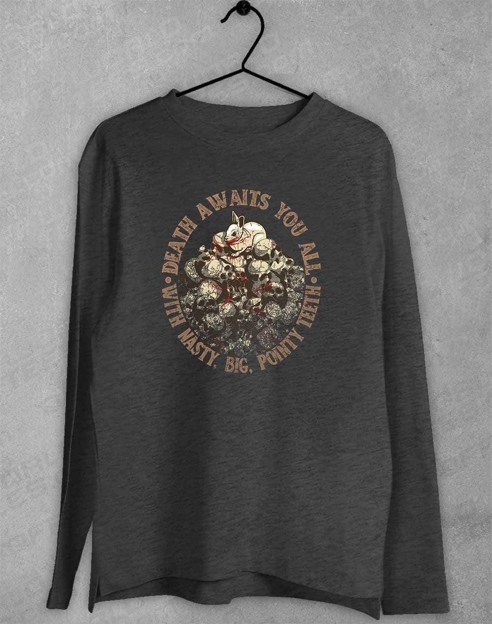 Death Awaits You Long Sleeve T-Shirt S / Dark Heather  - Off World Tees