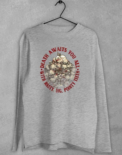 Death Awaits You Long Sleeve T-Shirt S / Sport Grey  - Off World Tees