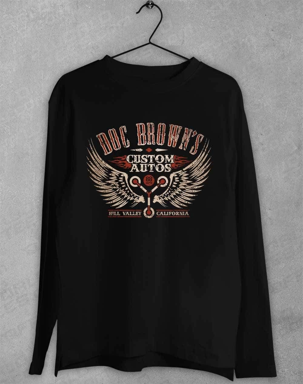 Doc Brown's Custom Autos Long Sleeve T-Shirt S / Black  - Off World Tees