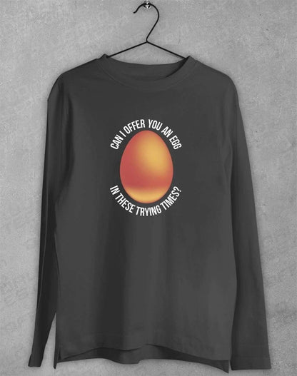 Egg Offer Long Sleeve T-Shirt S / Charcoal  - Off World Tees