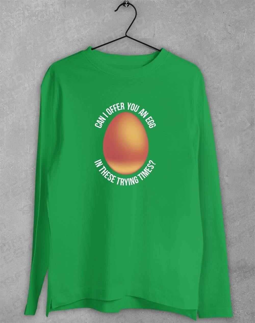Egg Offer Long Sleeve T-Shirt S / Irish Green  - Off World Tees