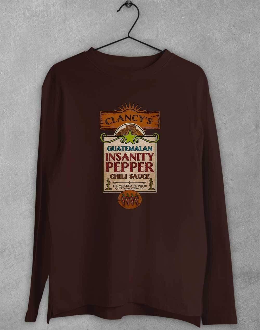 Guatemalan Insanity Pepper Chili Sauce Long Sleeve T-Shirt S / Dark Chocolate  - Off World Tees